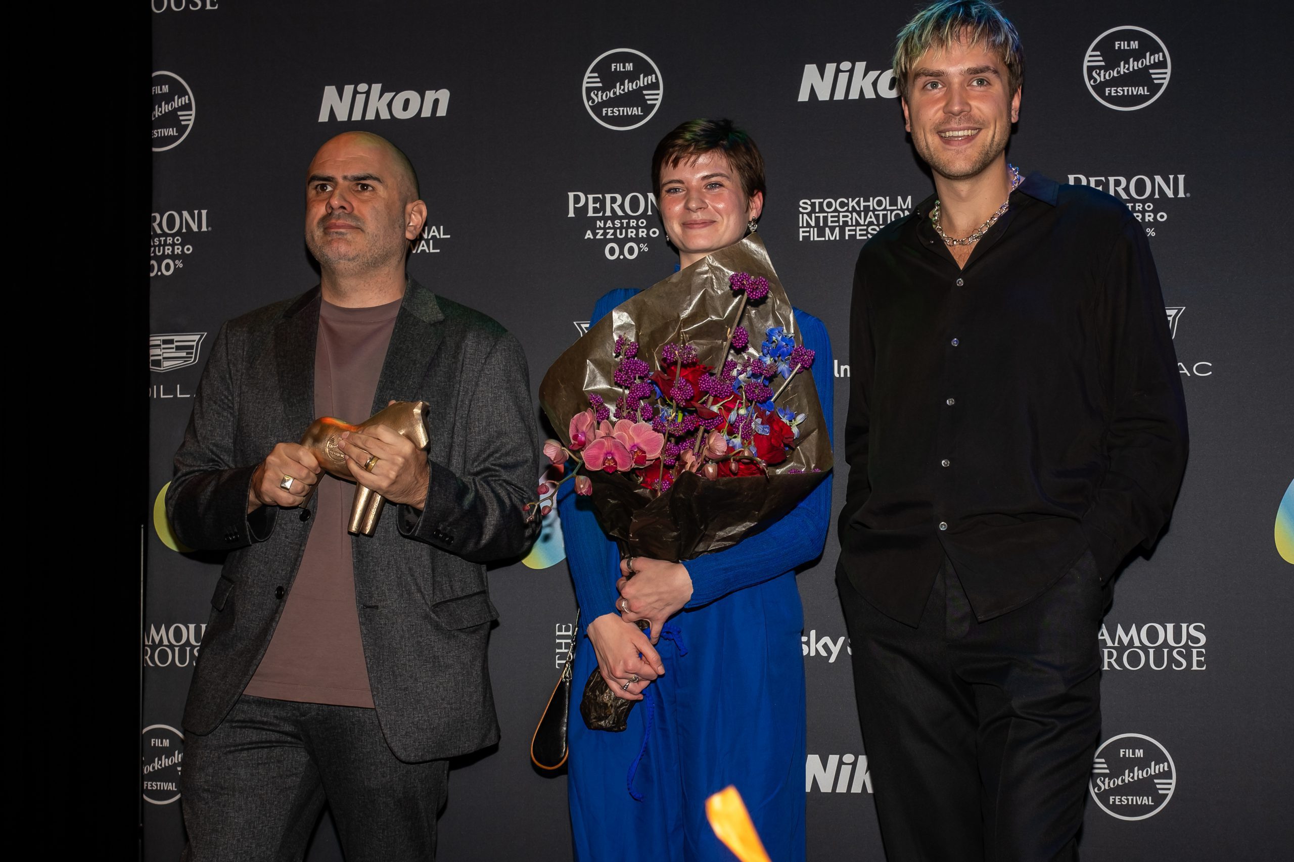 Foto: Thomas Persson Pristagare på Stockholm Filmfestival: Felipe Gálvez Haberle, Hanna Ardéhn och Ville Gobi.