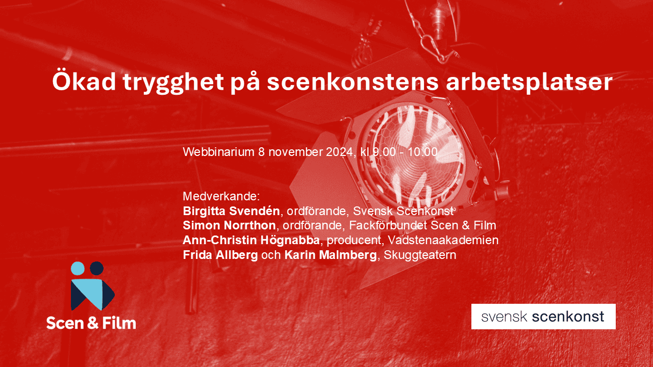 Ökad trygghet på scenkonstens arbetsplatser