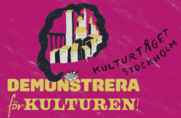 Logotyp för Kulturtåget med texten "demonstrera för kulturen"